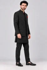 Black Embroidered Prince Coat - Image 2